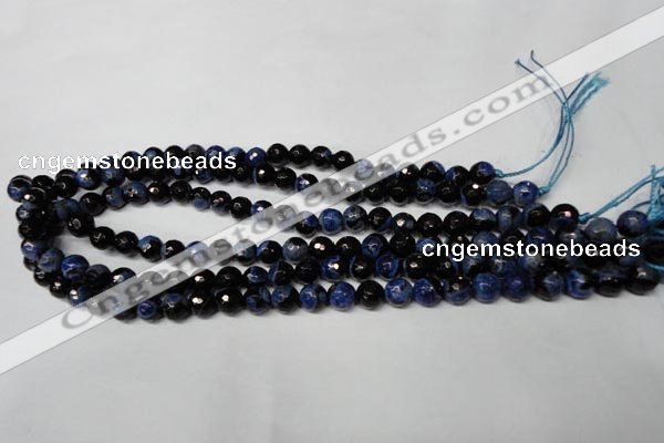 CAG2272 15.5 inches 8mm faceted round fire crackle agate beads