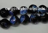 CAG2275 15.5 inches 14mm faceted round fire crackle agate beads