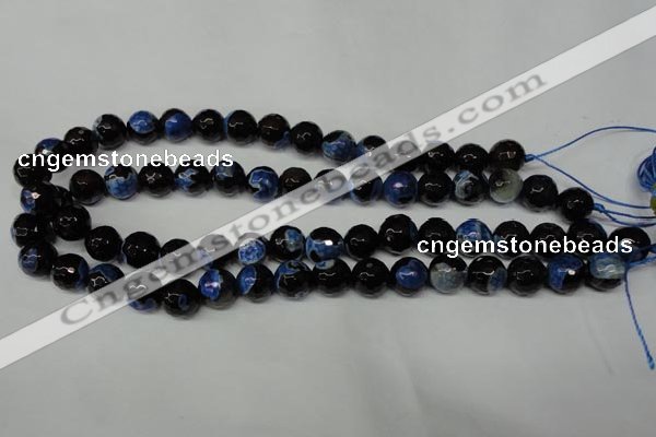 CAG2275 15.5 inches 14mm faceted round fire crackle agate beads