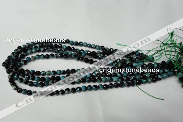 CAG2281 15.5 inches 6mm faceted round fire crackle agate beads