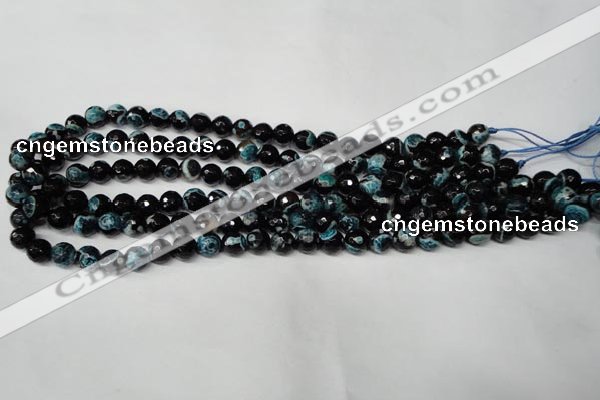 CAG2282 15.5 inches 8mm faceted round fire crackle agate beads