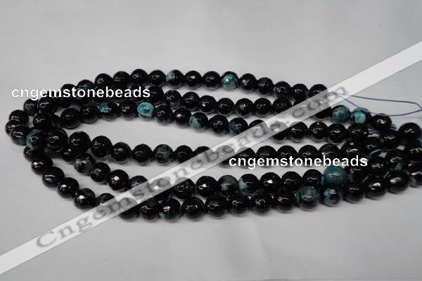 CAG2283 15.5 inches 10mm faceted round fire crackle agate beads