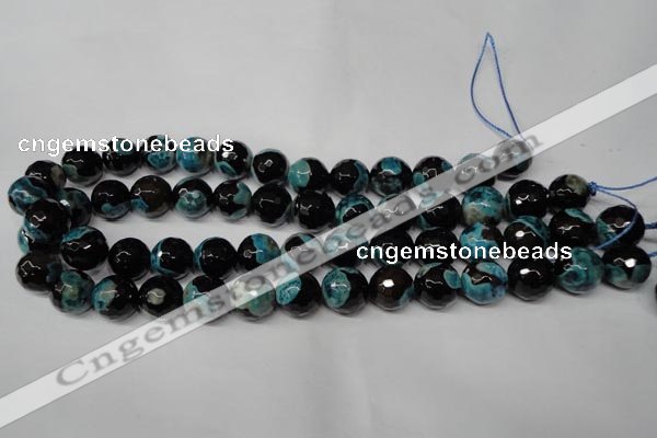 CAG2285 15.5 inches 14mm faceted round fire crackle agate beads