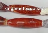 CAG2293 15.5 inches 12*40mm faceted rice fire crackle agate beads