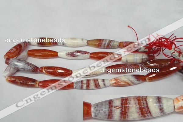 CAG2293 15.5 inches 12*40mm faceted rice fire crackle agate beads