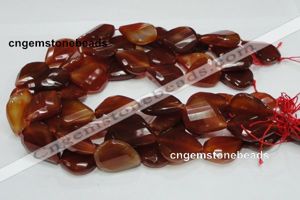 CAG230 15.5 inches 22*30mm faceted twisted teardrop red agate beads