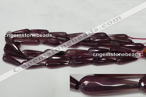 CAG2305 15.5 inches 10*30mm faceted teardrop agate gemstone beads