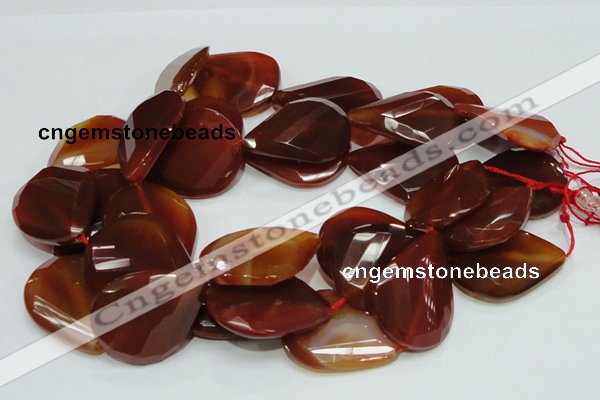 CAG231 15.5 inches 30*40mm faceted twisted teardrop red agate beads