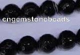 CAG2316 15.5 inches 12mm faceted round black line agate beads