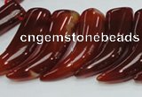 CAG233 15.5 inches 15*46mm horn-shaped red agate gemstone beads