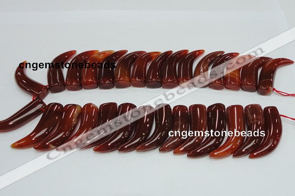 CAG233 15.5 inches 15*46mm horn-shaped red agate gemstone beads