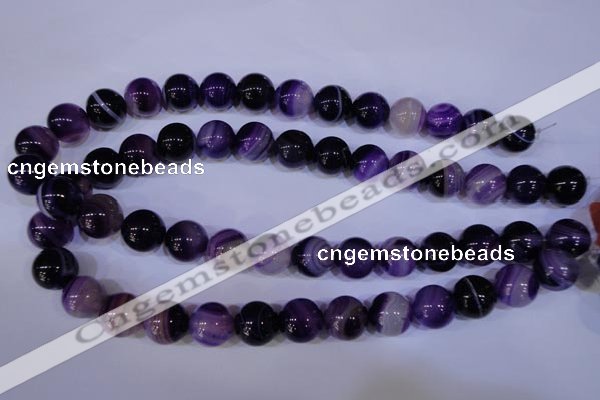 CAG2335 15.5 inches 14mm round violet line agate beads wholesale
