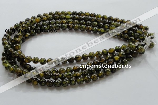 CAG234 15.5 inches 8mm round dragon veins agate gemstone beads