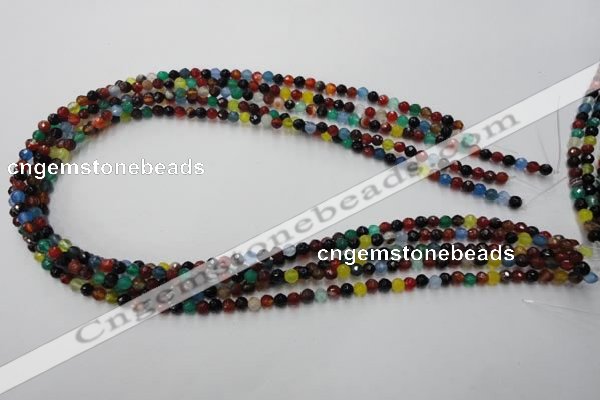 CAG2350 15.5 inches 4mm faceted round multi colored agate beads