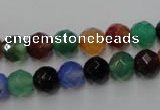 CAG2352 15.5 inches 8mm faceted round multi colored agate beads