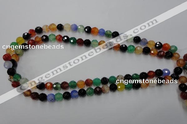 CAG2352 15.5 inches 8mm faceted round multi colored agate beads