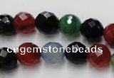 CAG2353 15.5 inches 10mm faceted round multi colored agate beads