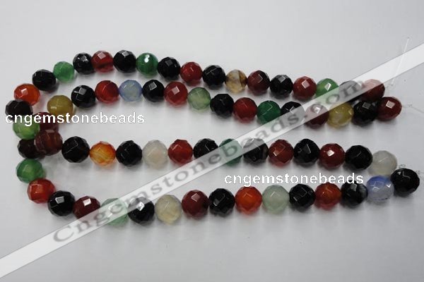 CAG2353 15.5 inches 10mm faceted round multi colored agate beads
