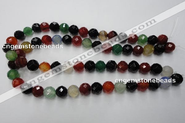 CAG2354 15.5 inches 12mm faceted round multi colored agate beads