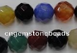 CAG2355 15.5 inches 14mm faceted round multi colored agate beads