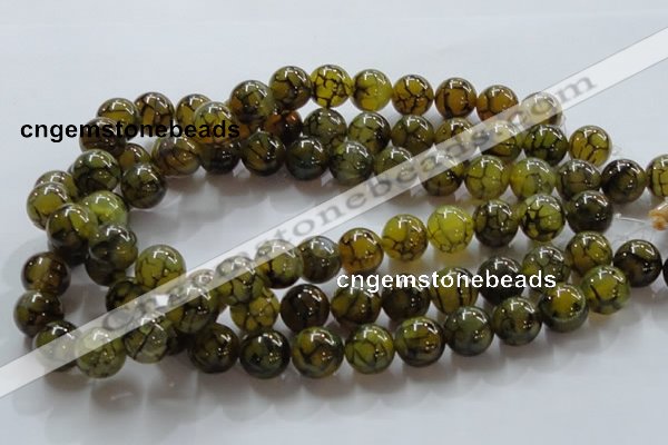 CAG237 15.5 inches 14mm round dragon veins agate gemstone beads