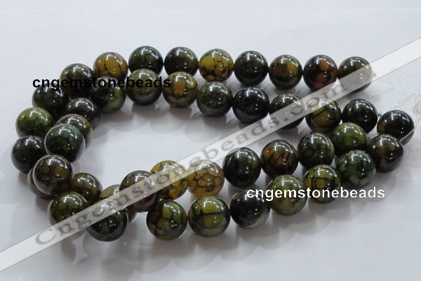 CAG238 15.5 inches 18mm round dragon veins agate gemstone beads