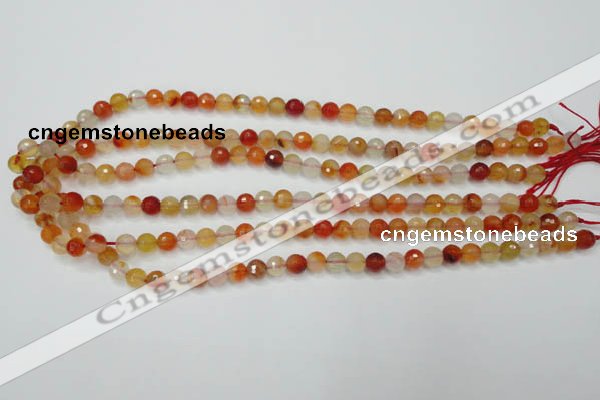 CAG2381 15.5 inches 6mm faceted round red agate beads wholesale