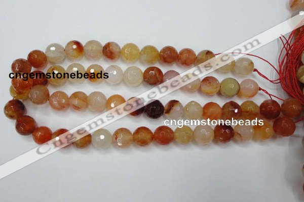 CAG2385 15.5 inches 14mm faceted round red agate beads wholesale