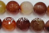 CAG2386 15.5 inches 16mm faceted round red agate beads wholesale