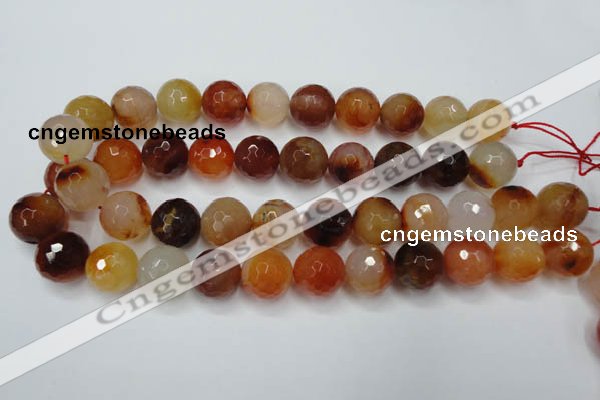 CAG2386 15.5 inches 16mm faceted round red agate beads wholesale