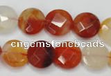 CAG2393 15.5 inches 14mm faceted coin red agate beads wholesale