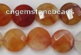 CAG2396 15.5 inches 20mm faceted coin red agate beads wholesale