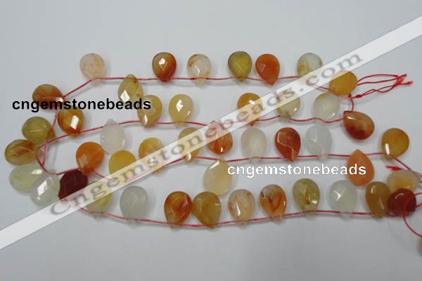 CAG2408 Top-drilled 13*18mm faceted flat teardrop red agate beads