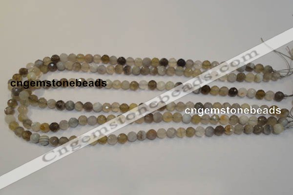 CAG2421 15.5 inches 6mm faceted round Chinese botswana agate beads