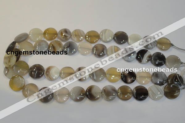 CAG2437 15.5 inches 16mm flat round Chinese botswana agate beads