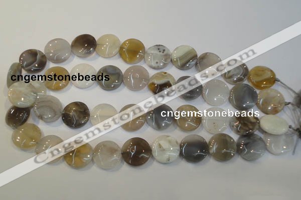 CAG2438 15.5 inches 18mm flat round Chinese botswana agate beads