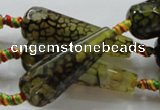 CAG246 15.5 inches 13*40mm faceted teardrop dragon veins agate beads