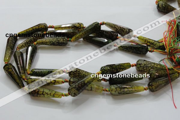 CAG246 15.5 inches 13*40mm faceted teardrop dragon veins agate beads