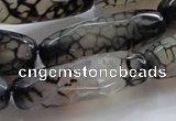 CAG247 15.5 inches 15*40mm faceted column dragon veins agate beads