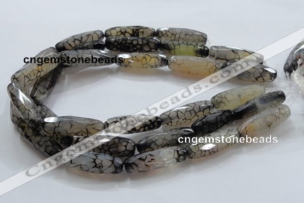 CAG247 15.5 inches 15*40mm faceted column dragon veins agate beads