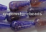 CAG249 15.5 inches 13*28mm teardrop dragon veins agate beads