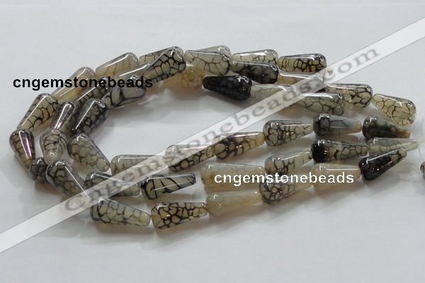 CAG254 15.5 inches 13*26mm teardrop dragon veins agate beads