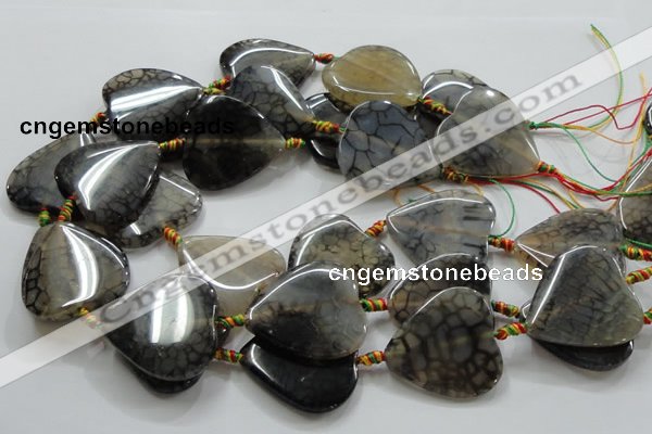 CAG257 15.5 inches 35*35mm heart dragon veins agate gemstone beads