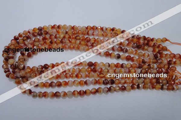 CAG2701 15.5 inches 6mm faceted round red line agate beads