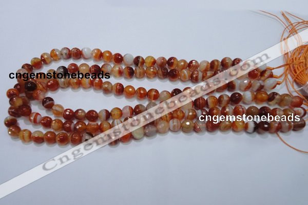 CAG2702 15.5 inches 8mm faceted round red line agate beads