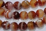 CAG2703 15.5 inches 10mm faceted round red line agate beads