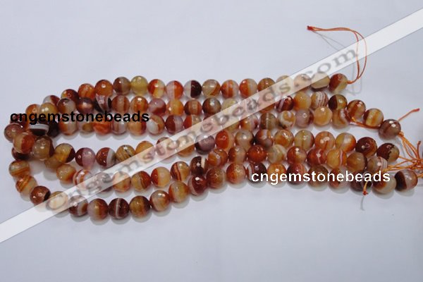 CAG2703 15.5 inches 10mm faceted round red line agate beads