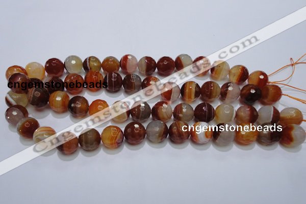 CAG2705 15.5 inches 14mm faceted round red line agate beads