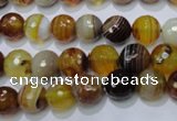 CAG2711 15.5 inches 6mm faceted round yellow line agate beads