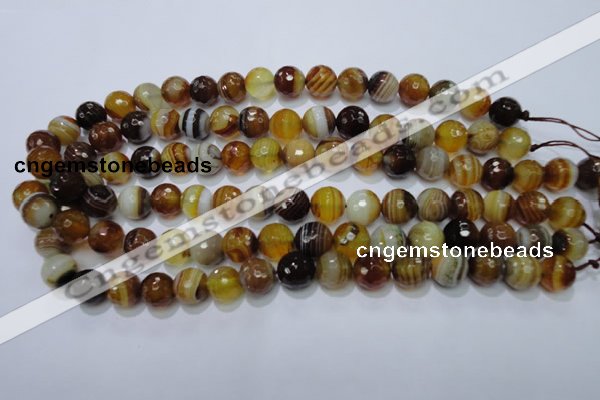 CAG2711 15.5 inches 6mm faceted round yellow line agate beads